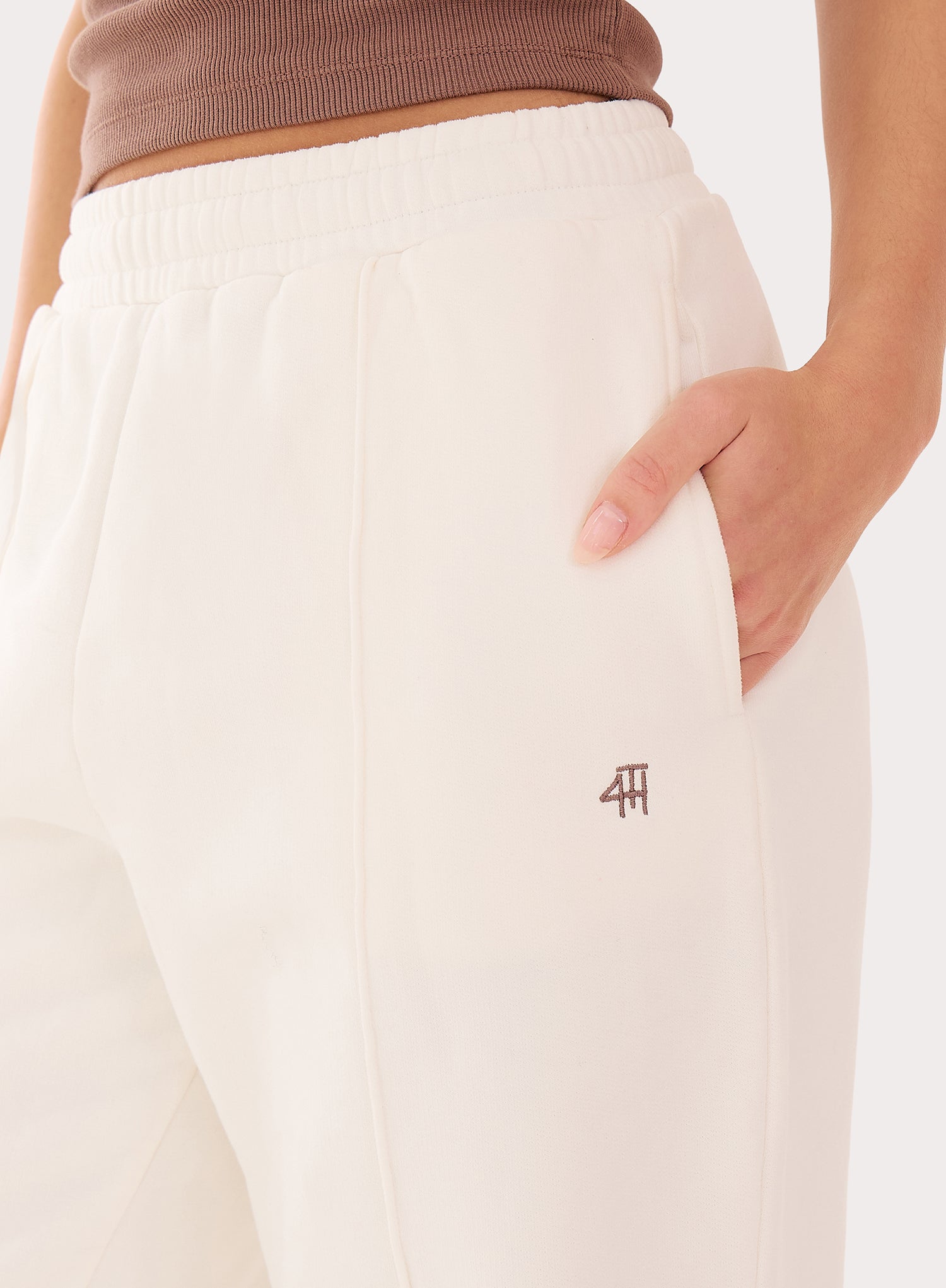 White 4th Wide Leg Branded Joggers
